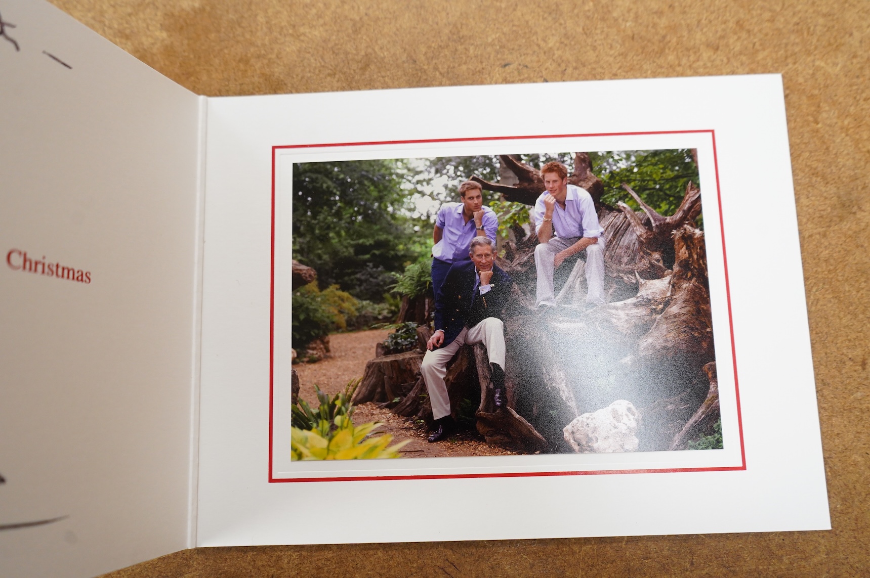 Royal interest; a Christmas card (2002) signed by King Charles
